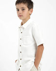Camisa manga corta kids classic blanco - Lino y algodón orgánico