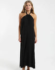 Vestido largo Halter negro - Lino