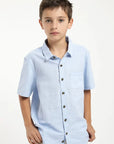 Camisa manga corta kids classic celeste - Lino y algodón orgánico