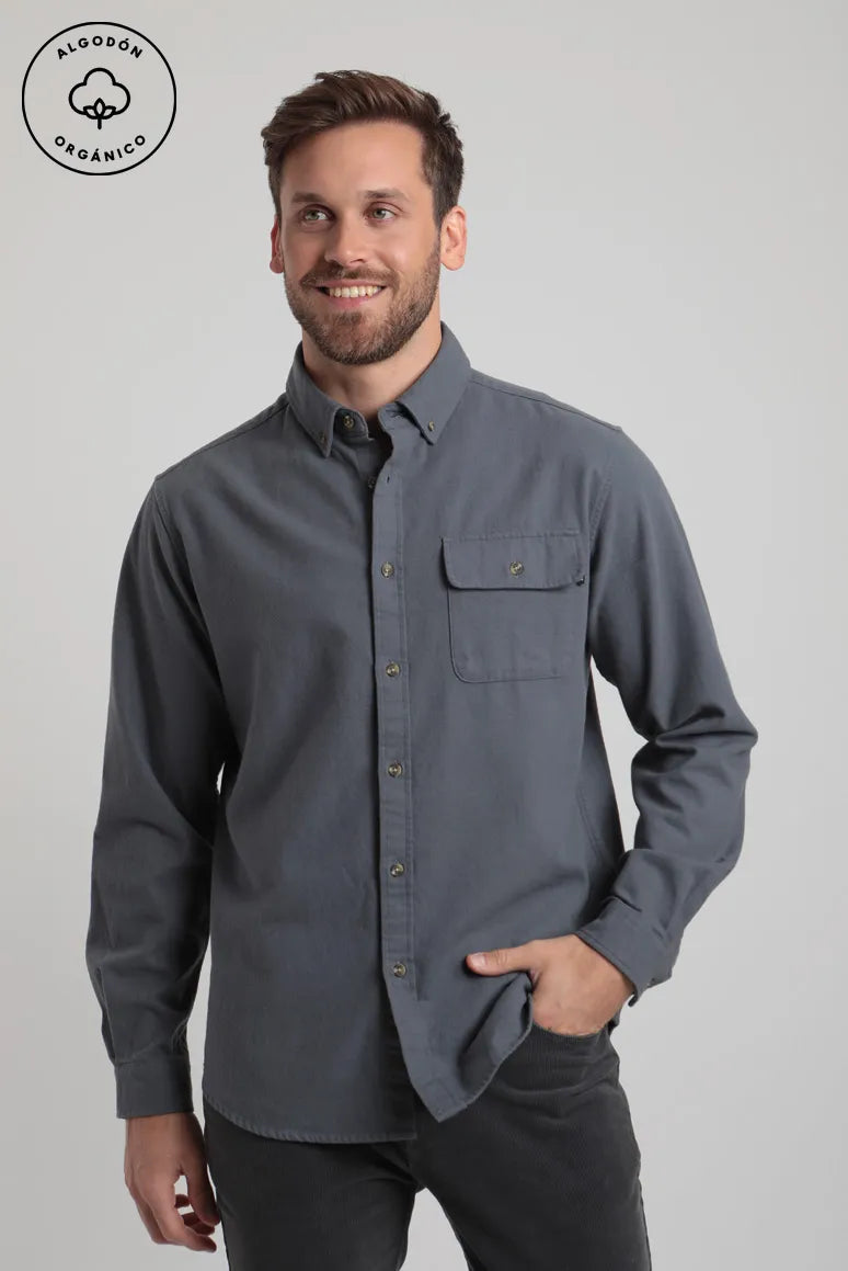 Camisa manga larga gris hombre hotsell