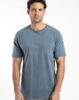 Polera manga corta hombre Bolsillo azul - Algodón orgánico