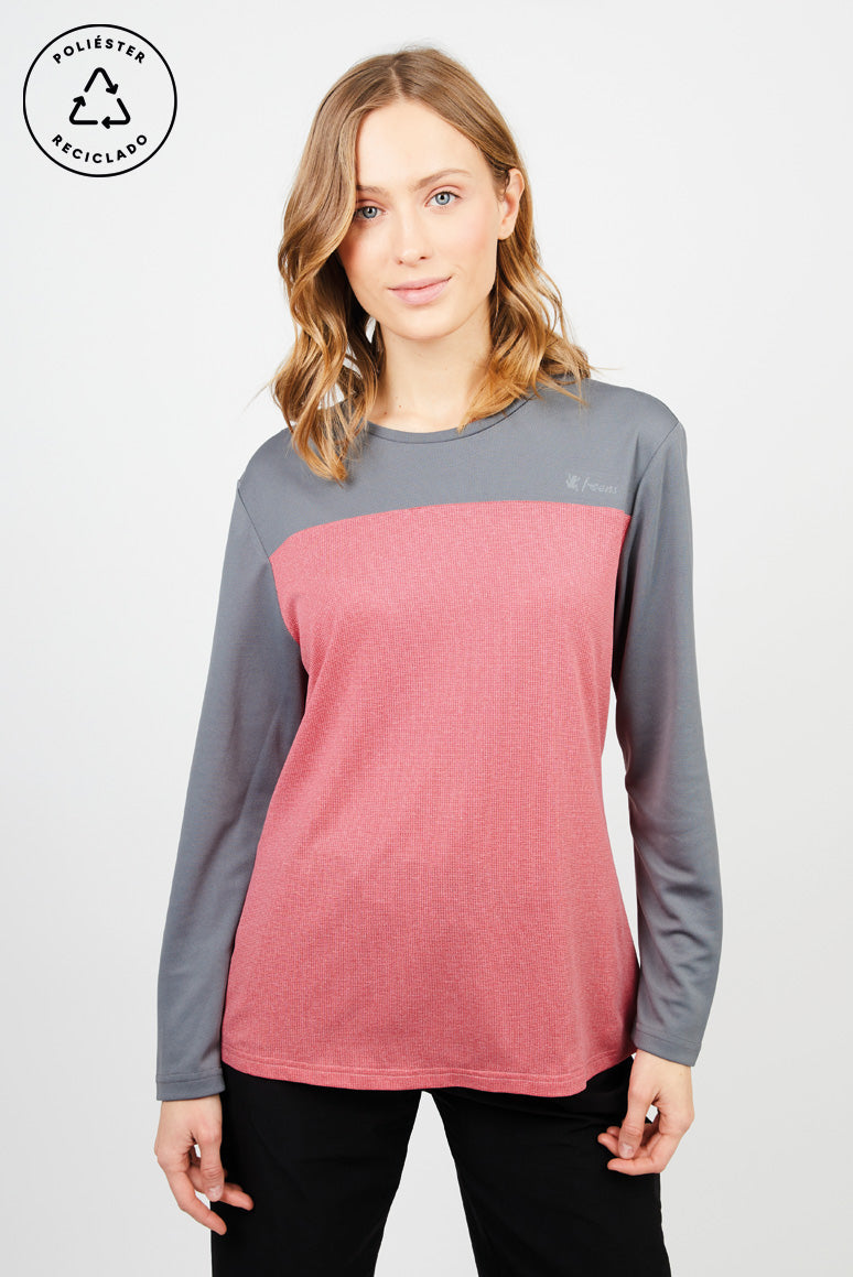Polera manga larga mujer MTB rosado Poliéster reciclado – Froens