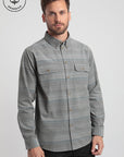 Camisa manga larga hombre Corduroy yarn gris - Algodón orgánico corduroy