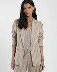 Blazer Alondra rayas beige - Lino