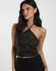 Blusa Isla hojas café - Lino - Frøens