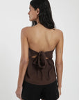 Blusa Strapless café - Lino