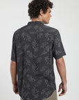 Camisa manga corta Trazo Hojas grafito -Viscosa