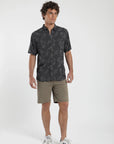 Camisa manga corta Trazo Hojas grafito -Viscosa