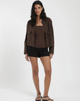 Chaqueta mujer Lirio café - Lino - Frøens