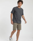 Polera manga corta hombre Mao grafito - Algodón orgánico