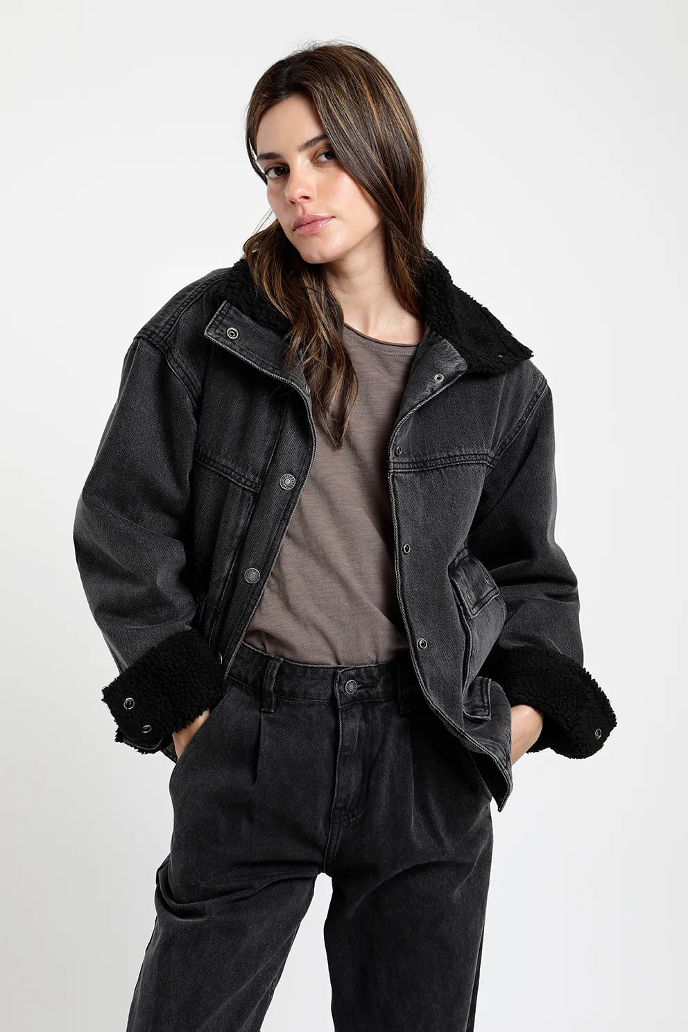 Mangas Chaqueta Jeans Mujer Negra Chaqueta Mujer Arrecife Negro