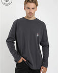 Polera manga larga hombre Fungi grafito - Algodón orgánico