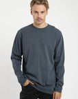 Polera manga larga hombre heavyweight Plain azul - Algodón orgánico