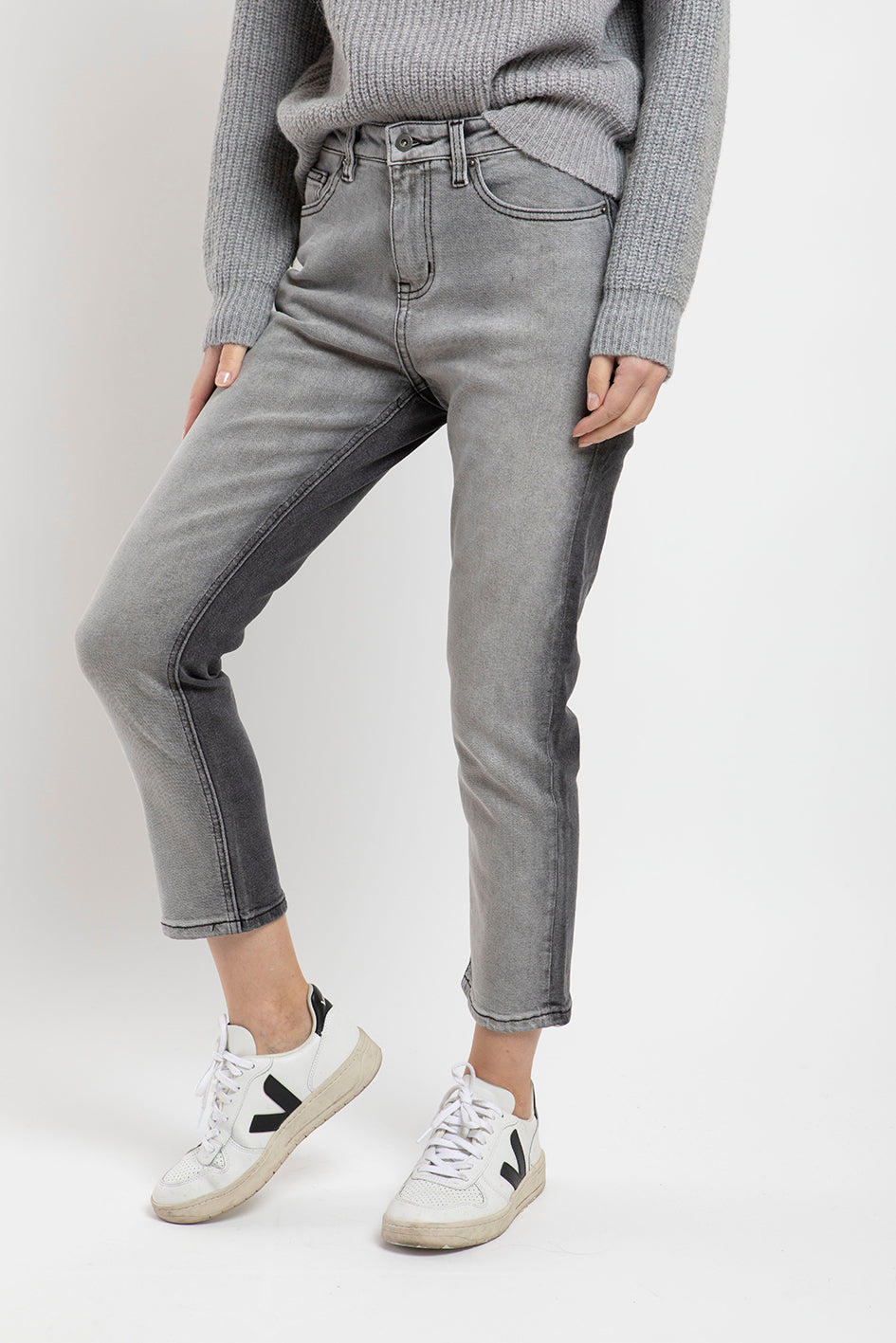 Jeans Bicolor Pantalon Mitad Blanco Mitad Negro Mujer Split