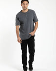 Polera manga corta hombre Mao grafito - Algodón orgánico