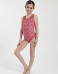 Traje de Baño girl Classic Hojas burdeo
