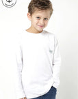 Polera manga larga kids Hoja blanco