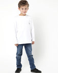 Polera manga larga kids Hoja blanco