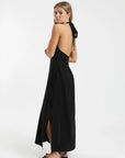 Vestido largo Halter negro - Lino