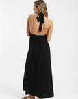 Vestido largo Halter negro - Lino