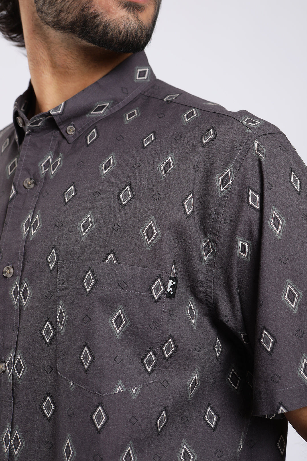 Camisa manga corta Navajo grafito - Algodón orgánico