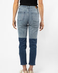 Jeans straight mujer Bicolor azul - Frøens