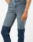 Jeans straight mujer Bicolor azul - Frøens