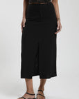 Falda larga Lisa negro - Lino - Frøens