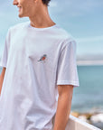 Polera manga corta hombre Martín Pescador blanco - Algodón orgánico - Frøens