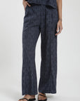 Pantalón mujer Docas print azul - Lino - Frøens
