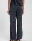 Pantalón mujer Docas print azul - Lino - Frøens