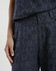 Pantalón mujer Docas print azul - Lino - Frøens