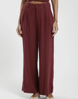 Pantalón mujer Docas burdeo - Lino - Frøens
