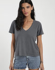 Polera mujer manga corta Basic grafito - Algodón orgánico