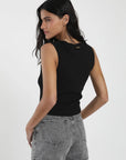 Polera mujer sin mangas Olympia negro - Algodón orgánico - Frøens