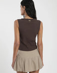 Polera mujer sin mangas Olympia café - Algodón orgánico