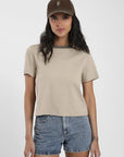 Polera mujer manga corta Round beige - Algodón orgánico - Frøens