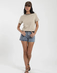 Polera mujer manga corta Round beige - Algodón orgánico - Frøens