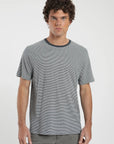 Polera manga corta hombre Rayas Tejida azul - Lino - Frøens