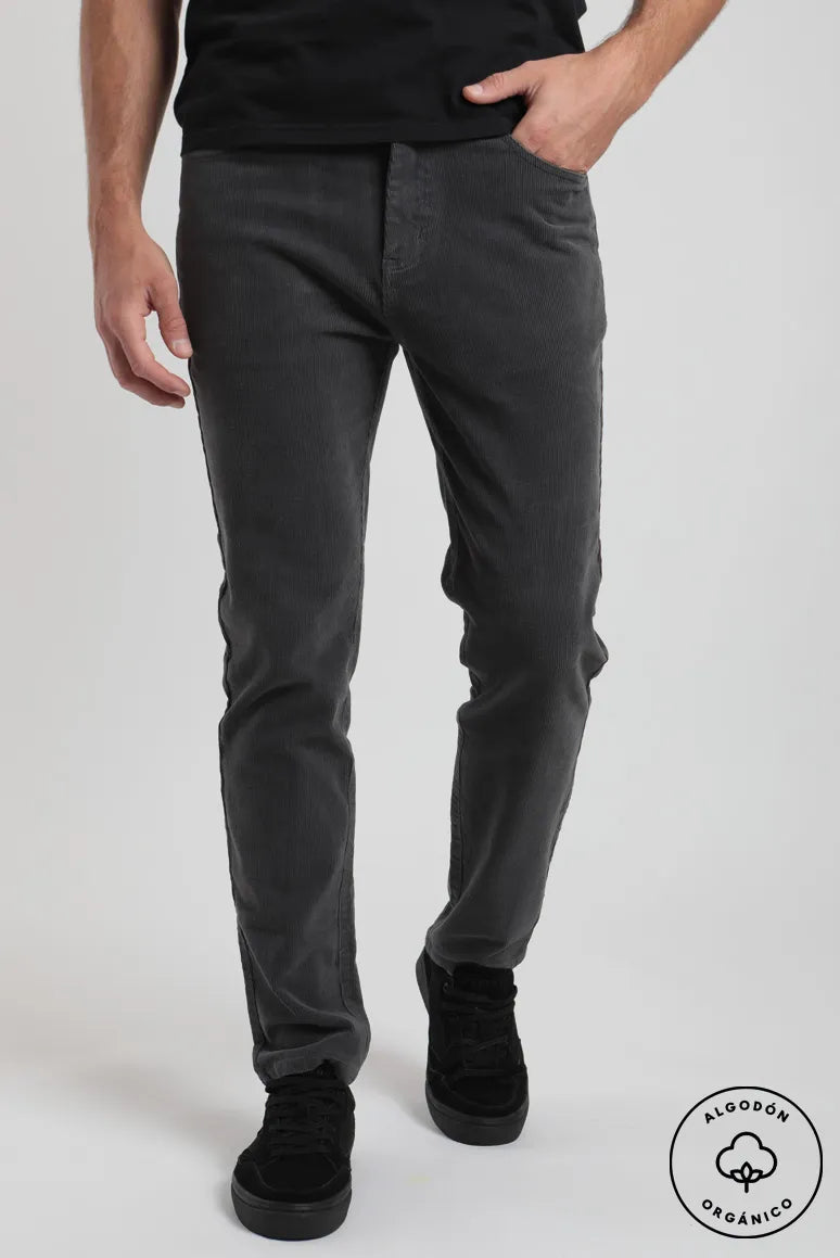 Pantalon hombre Cotele grafito Algodon organico