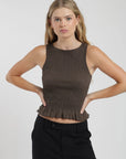 Polera sin mangas mujer Buzios café - Algodón orgánico