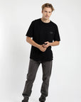 Polera manga corta hombre Front text negro
