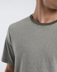 Polera manga corta hombre Rayas Tejida verde - Lino - Frøens