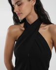 Vestido largo Cross negro - Lino - Frøens
