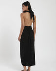 Vestido largo Cross negro - Lino - Frøens