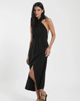 Vestido largo Cross negro - Lino - Frøens