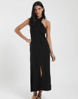 Vestido largo Cross negro - Lino - Frøens
