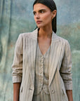 Blazer Alondra rayas beige - Lino