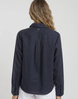 Blusa manga larga mujer basic azul Froens