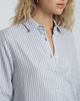 Blusa manga larga mujer basic rayas celeste Froens
